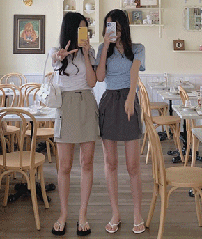 스트링밴딩카고skirt (꾸안꾸,장마룩,카고미니sk,포켓미니sk,여름치마)